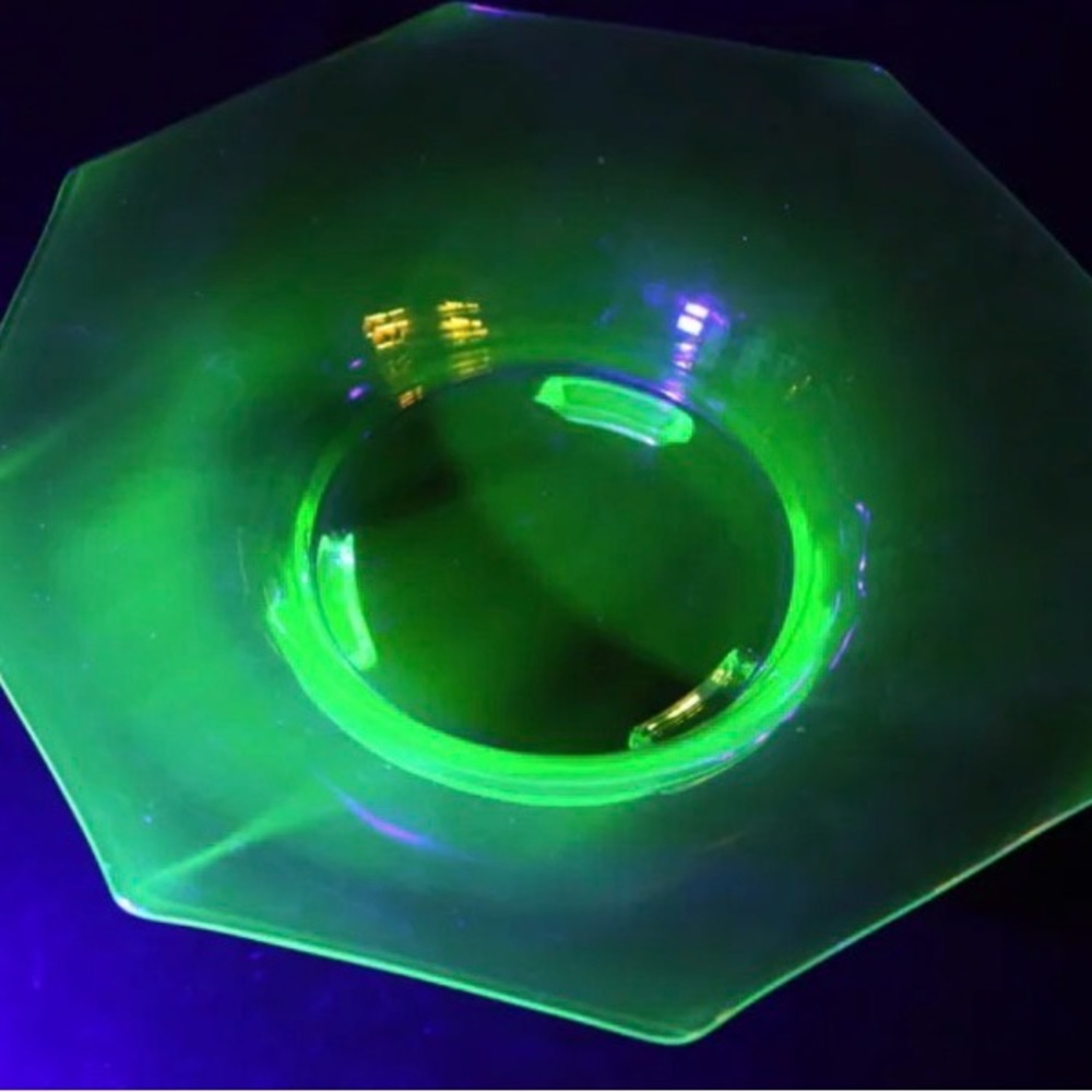 Art Deco Fostoria Uranium Glass Footed Console Bowl